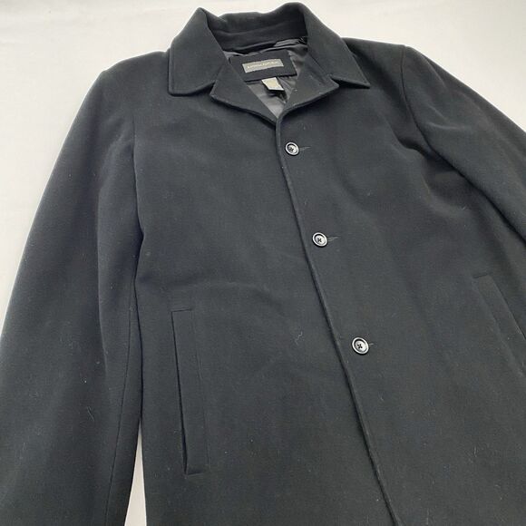 Banana Republic Pea Coat Mens Large Black Wool Cashmere Button Career Formal - Picture 2 of 10